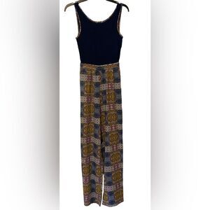 Boho patchwork wide leg jumpsuit XS
